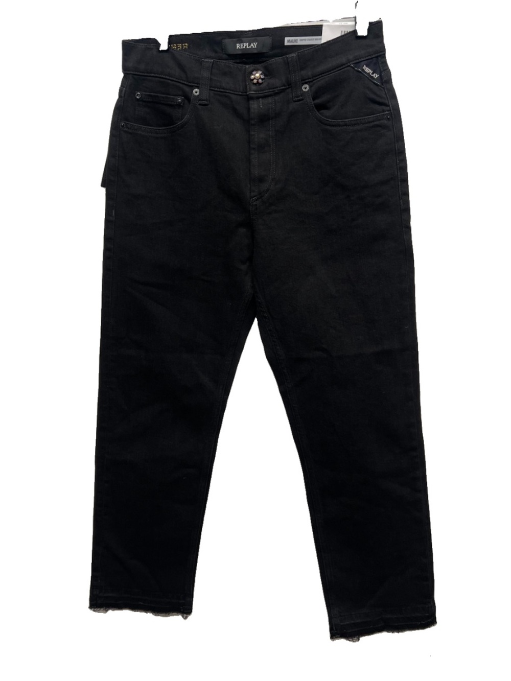 Replay Maijke Black Cropped straight High Rise Jeans Size 27